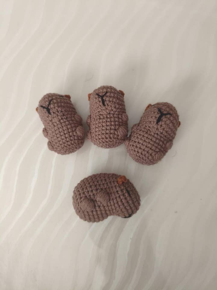 Handmade Amigurumi Capybara Keychain – Cotton Yarn, Safety E for wholesale by Emel Crochet