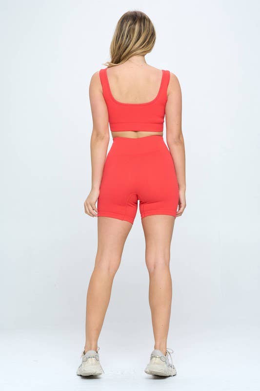 otos active – Conjunto de desporto – Mulher por atacado – Calções de motociclista com canelagem sem costura de 2 peças11