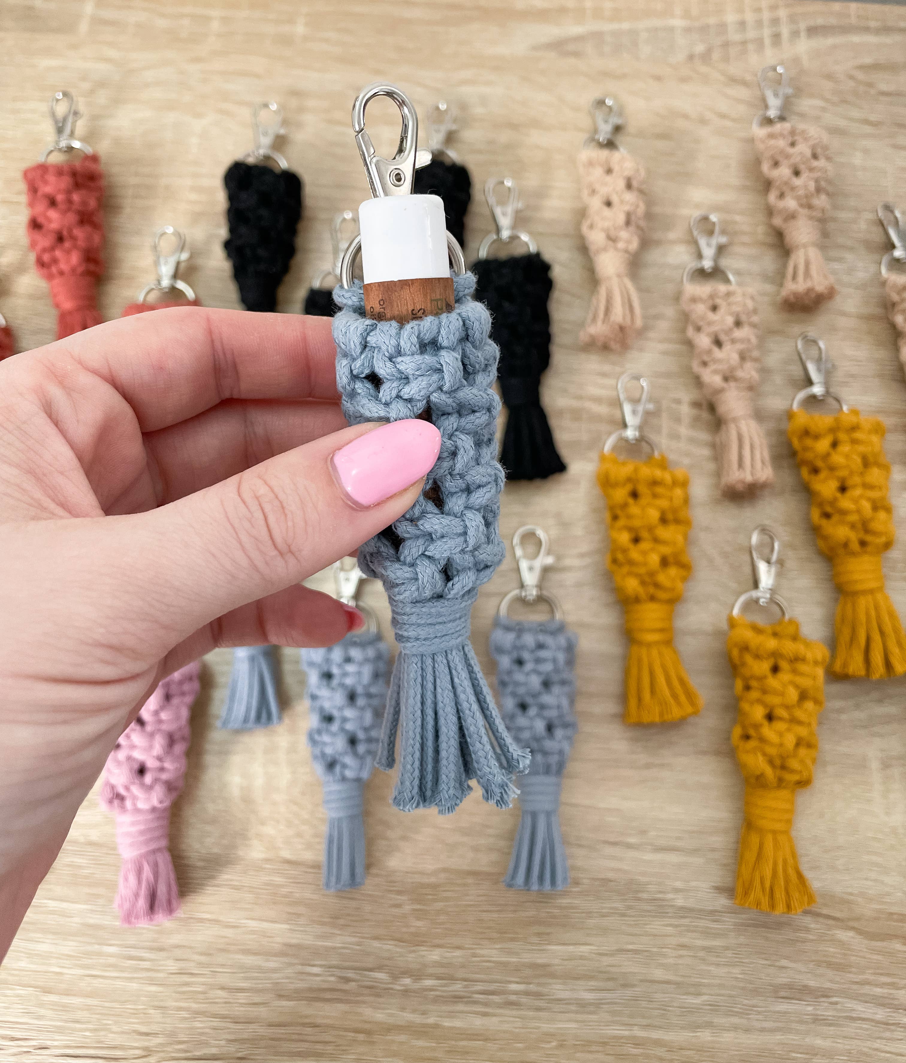 Knotty Mama Studios – wholesale Lip balm case/holder – Macrame Lip Balm Holder1