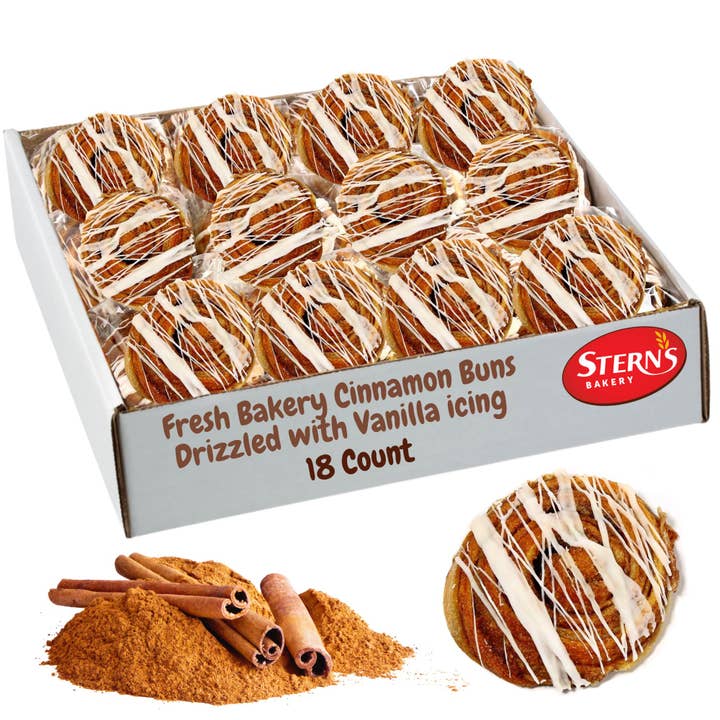 Cinnamon Rolls with White Icing | 18 Individually Wrapped for wholesale by Stern's Online
