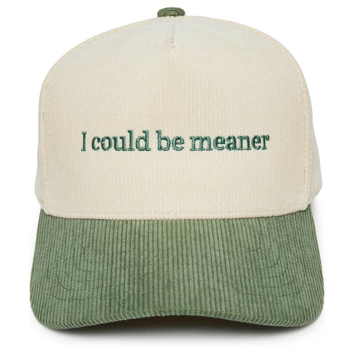 Funky Junque - Wholesale Baseball Cap - Unisex - 2-Tone Corduroy Hat - I Could Be Meaner - Sage0