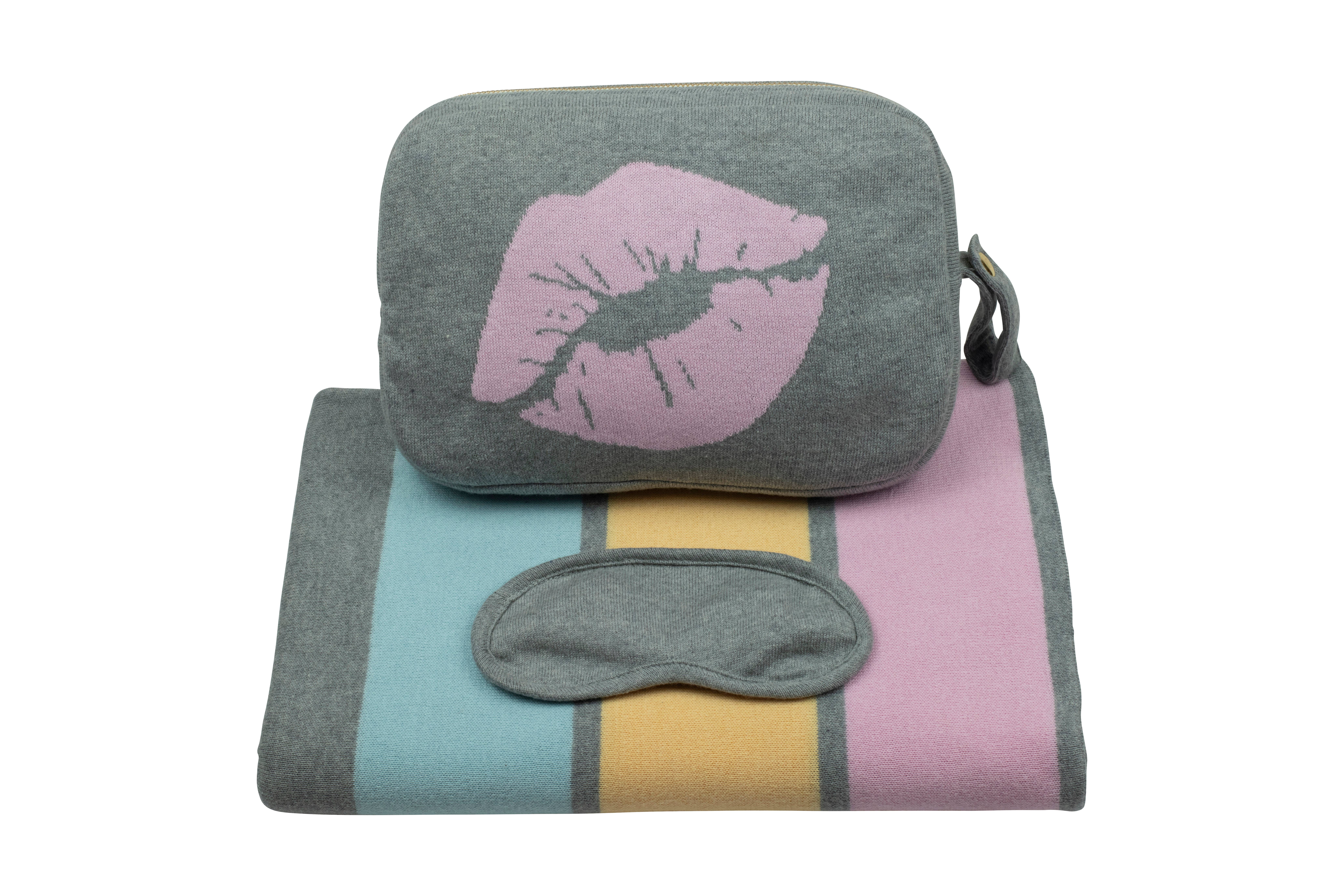 Pink Lemonade – Großhandel Überwurfdecke – Kiss/Lippen - Lt Grau/Pink1