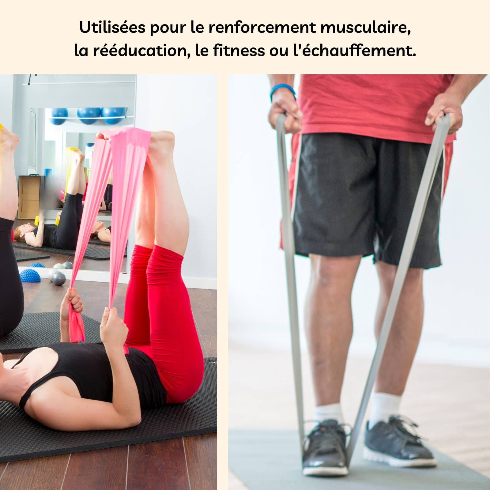 Zen'Arôme - Wholesale Yoga Strap/Band - 2 Elastic Resistance Bands, Medium and Extra Strong2