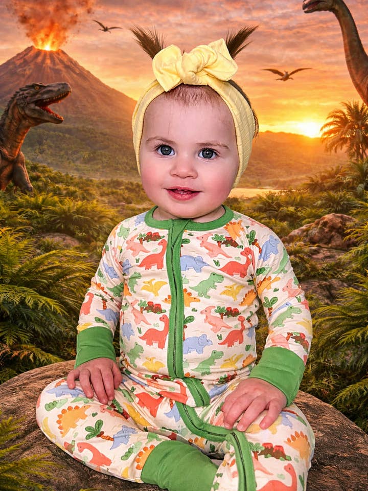 Pyjama Zippé Dino Bambou pour la vente par Joan's