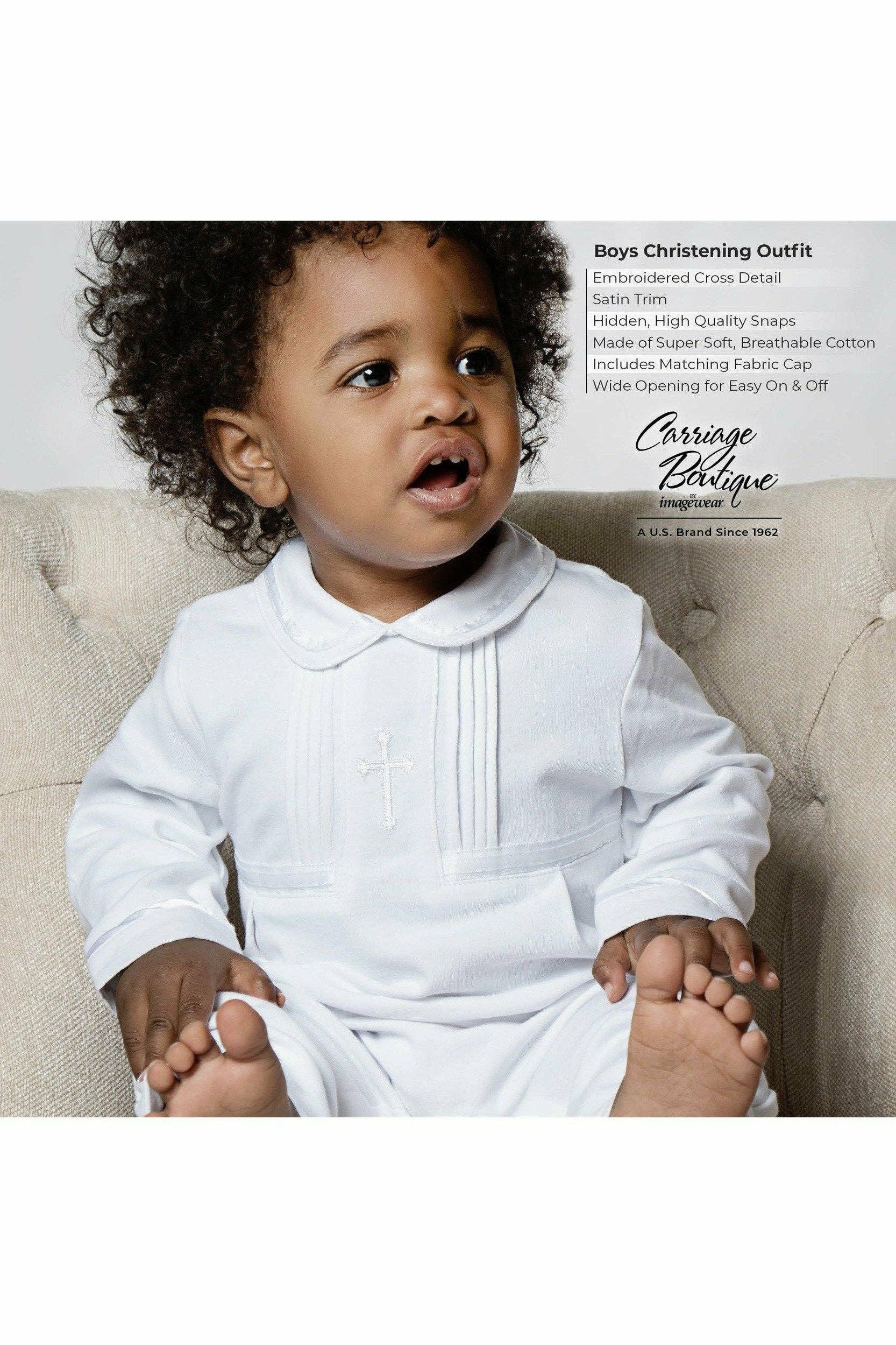 Julius Berger & Carriage Boutique - Vente Ensemble de vêtements – bébé - Ensemble élégant de baptême pour bébé garçon avec casquette assortie5