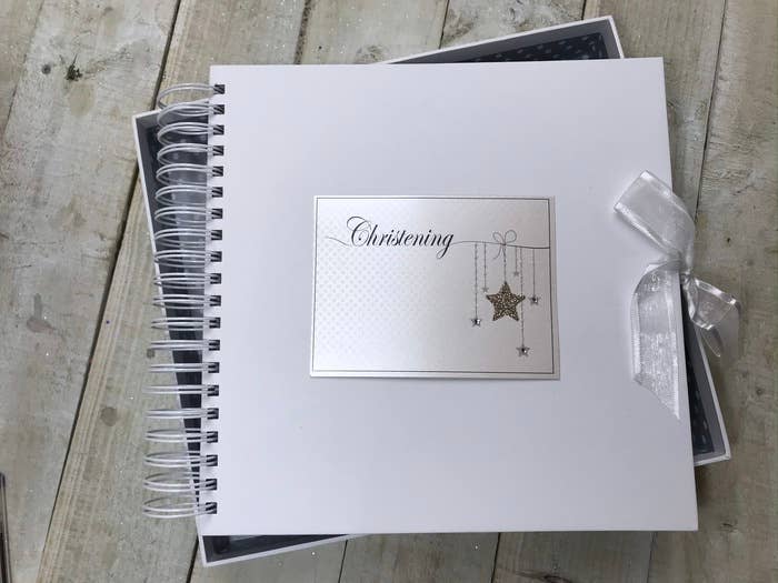 White Cotton Cards – wholesale Keepsake box – Child & baby – Christening Silver Star - Gifts (CHS)1