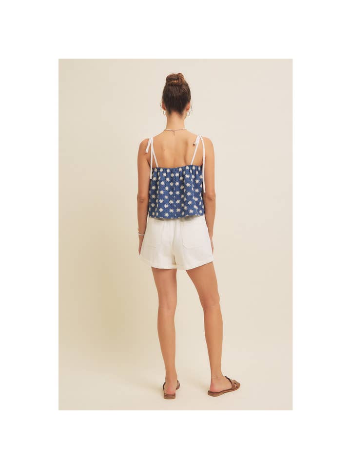 in february - Wholesale Blouse - Women's - PLAYFUL EMBROIDERED FLARE FLARE TANK TOP WITH BOW STRAPS17