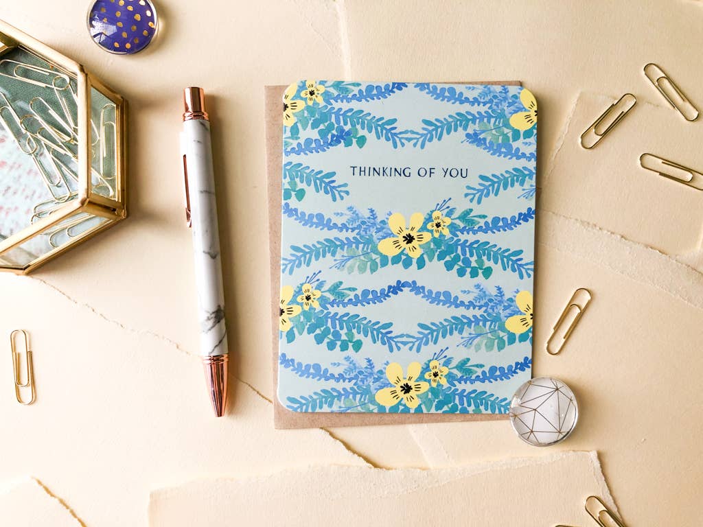 Paper Loop | Hand-Painted Greeting Cards - Wholesale Thinking of You Card - Thinking Of You, Vintage Inspired Boho Floral Greeting Card3