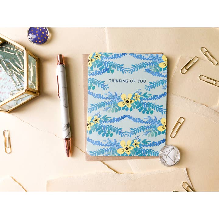 Paper Loop | Hand-Painted Greeting Cards - Wholesale Thinking of You Card - Thinking Of You, Vintage Inspired Boho Floral Greeting Card3