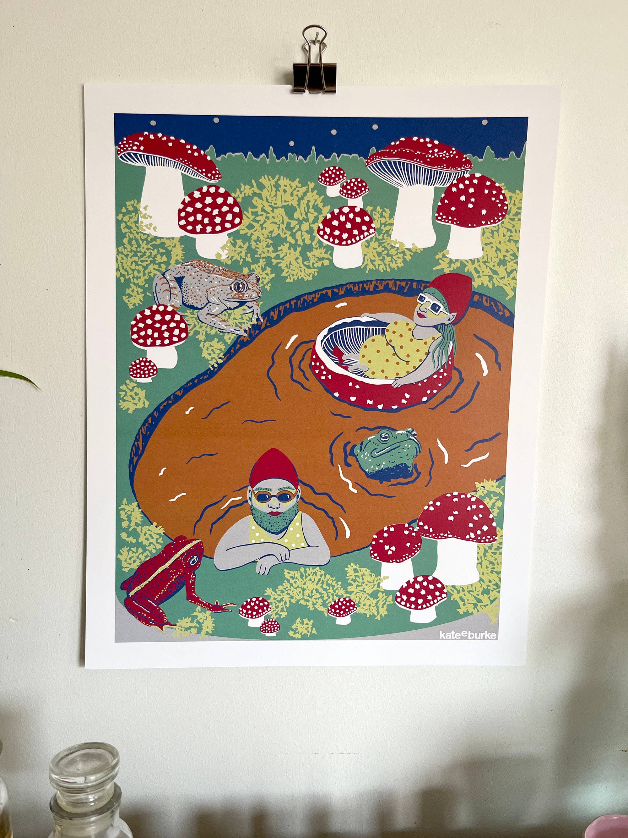 Kate E. Burke - Wholesale Art Print - Gnomes at the Swimming Spot 11”x14” Digital Print3