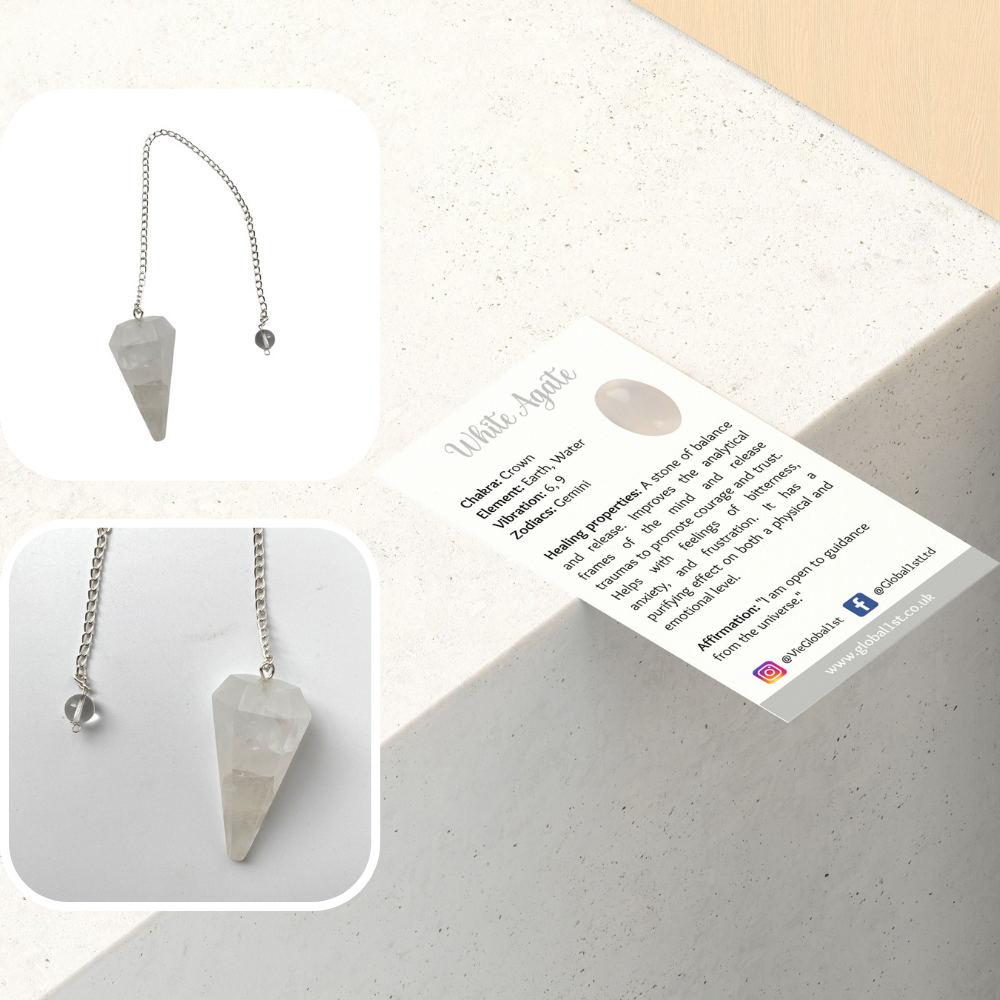 VIE – Engroshandel Meditationsudstyr – Pendul med kæde og 30 mm krystalsten57