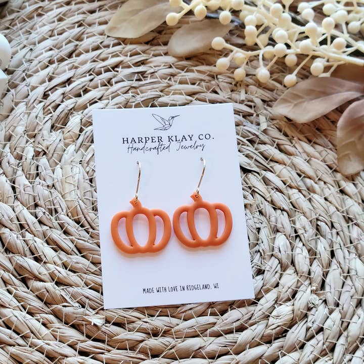 The Cutout Pumpkin Set- Polymer Clay Dangle Earrings for wholesale by Harper Klay Co