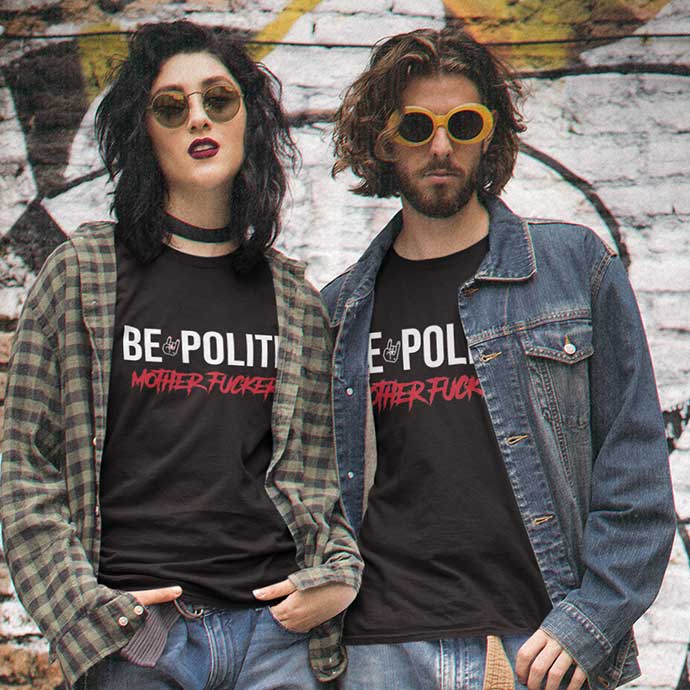 Poulettes Sisters - Wholesale Screen Printed T-Shirt - Women's - “Be polite, Motherfucker” women's short sleeve T-shirt
