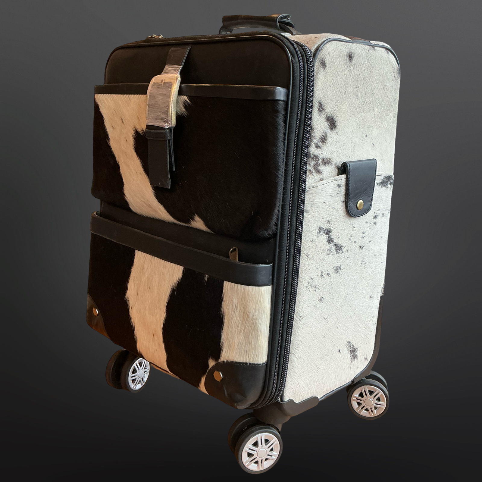 Westrian International - Vente Valises - Valise à main western en cuir de vachette à roulettes2