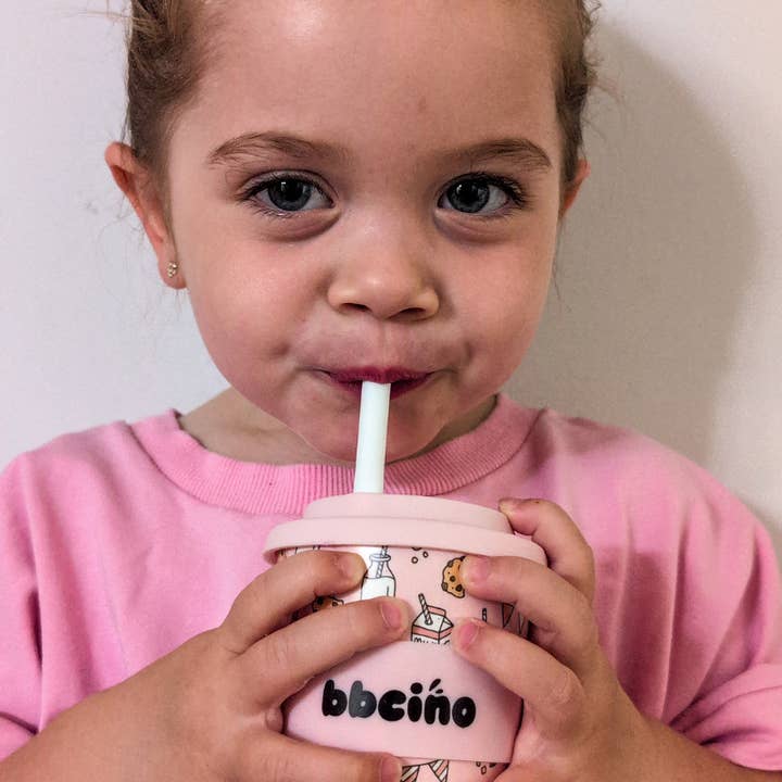 BBcino - Wholesale Drinking glass/cup – Kids & Baby - Tough Cookie in Pink Kids Keep Cup - 240ml (STRAW INCLUDED)3