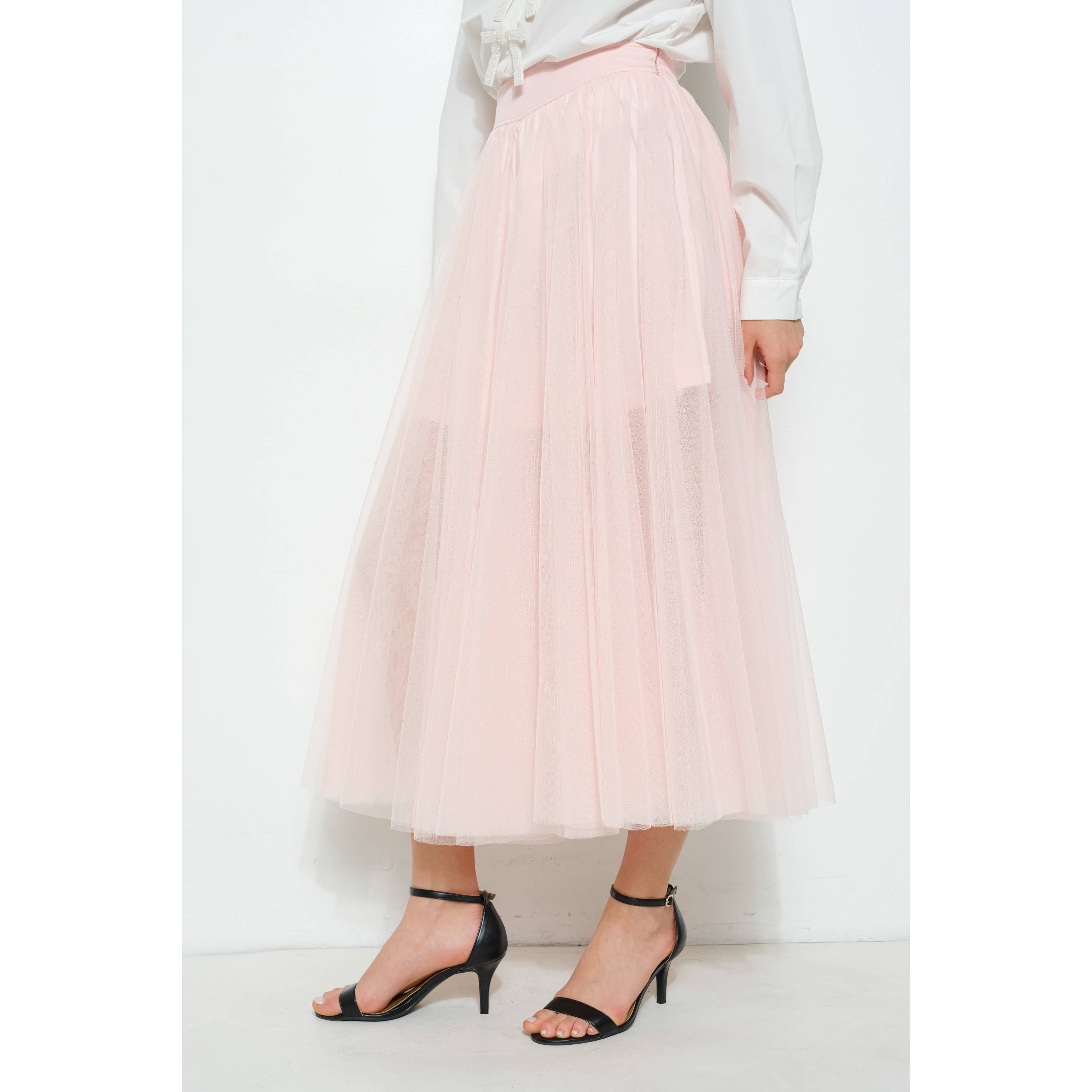 INA - Vendita all'ingrosso Gonna - Donna - Gonna a strati in tulle a vita alta a trapezio trasparente1