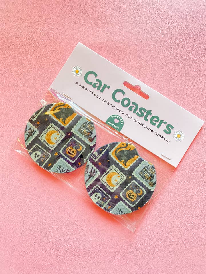 Spooky Quilt Car Coasters for wholesale by Teddy Transfers