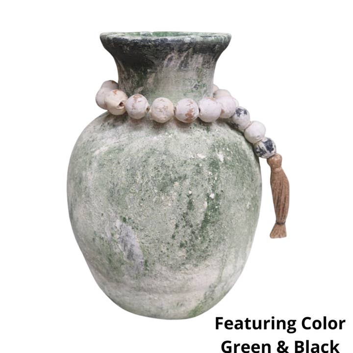 14,5 Zoll Arcadia Tonvase mit Girlande für den Großhandel von ClayRoot Artisan Studio