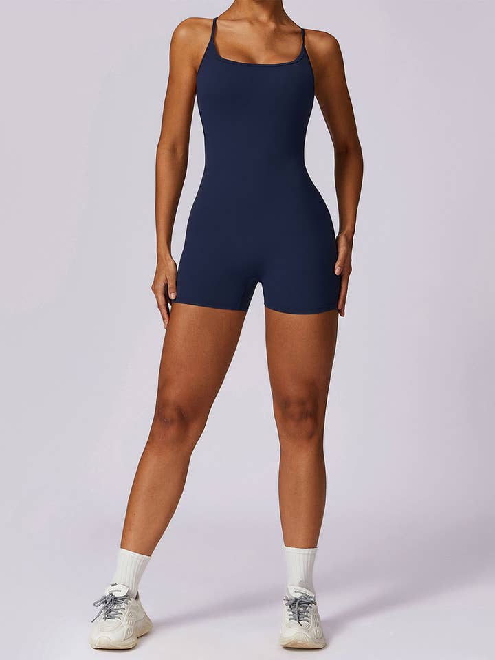 Crave by FW - Wholesale Jumpsuit - Women's - Scrunch Strappy One Piece Workout Short Jumpsuit14