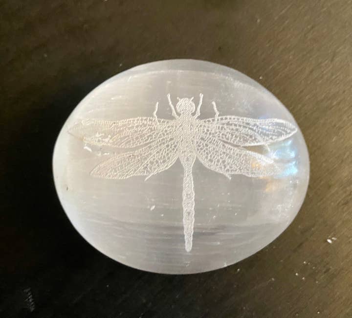 Zen and Meow - Wholesale Spiritual Stone/Crystal - Engraved Selenite Dragonfly