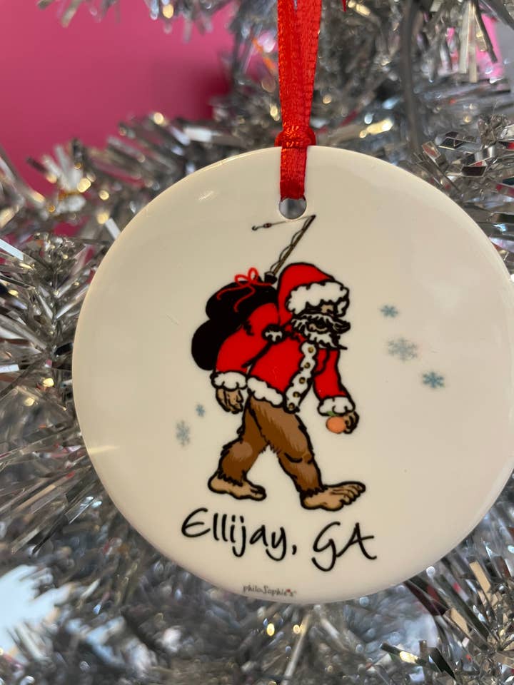 Bigfoot Christmas Ornament, Peach, Southern for wholesale by philoSophie's Stationery & Gifts