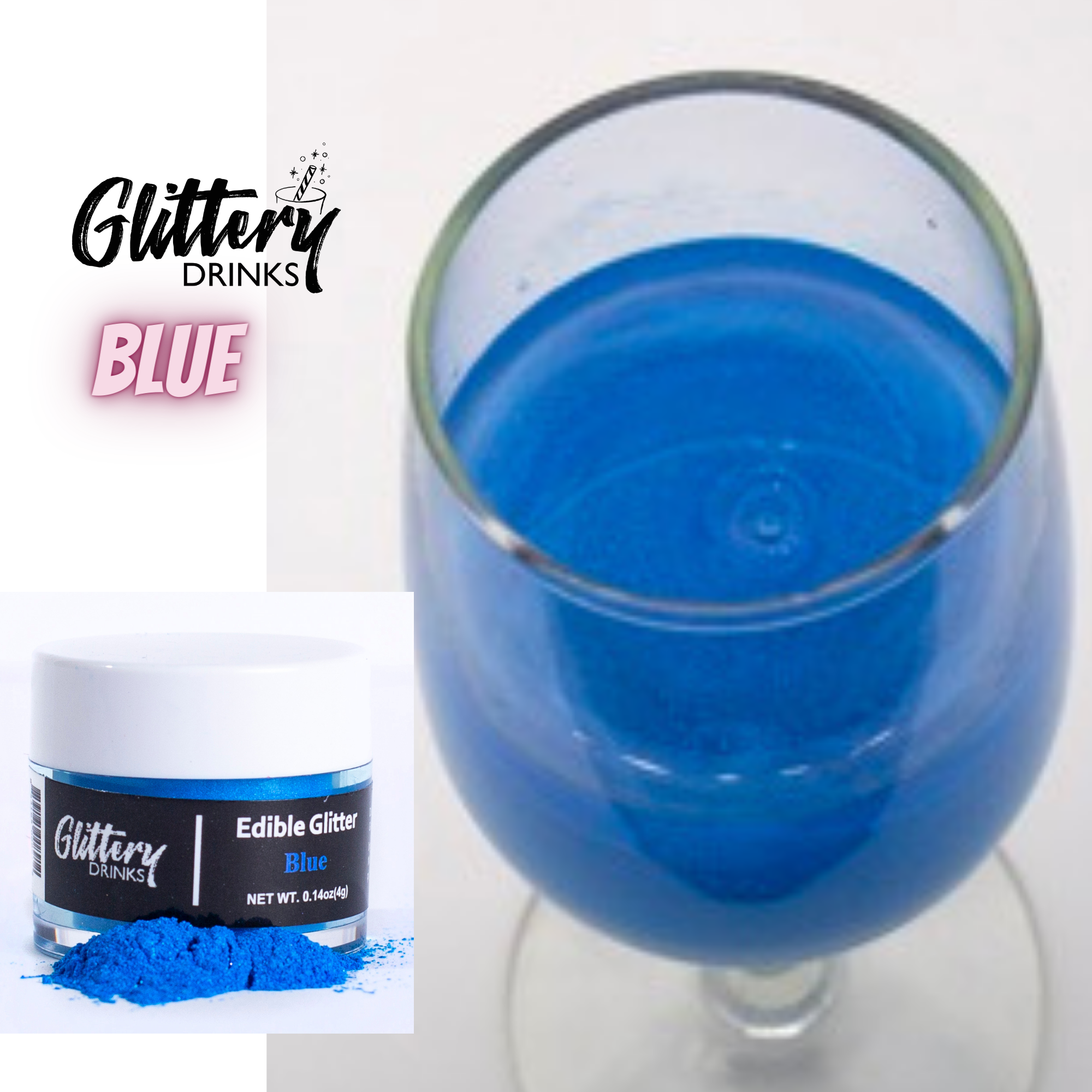 Glittery - Edible, Cosmetic and Biodegradable Glitter Products – drink topper por atacado – Pó Brilhante Comestível para Bebidas - Glitter em Cores Variadas9