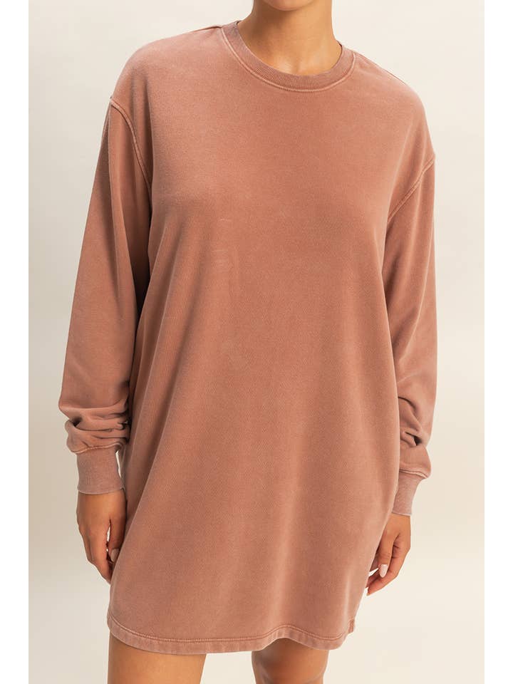 HYFVE – wholesale Dress – Women's – Mineral Washed Oversized Mini Sweatshirt Dress14