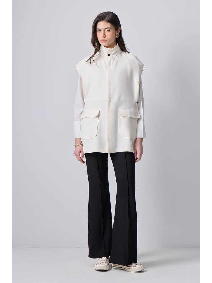 Ekru CREPE VEST WITH POCKETS for wholesale on Faire