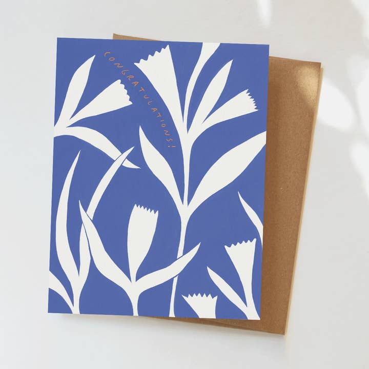 Cartão de Felicitações Azul - Pintado, Caligrafia Manual por atacado de Elana Gabrielle