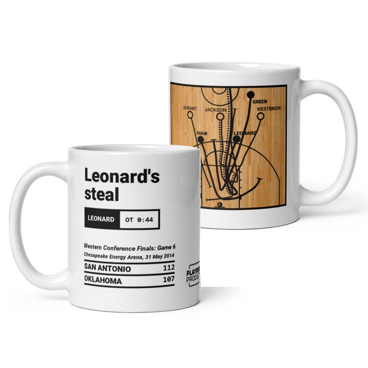 San Antonio Spurs Greatest Plays Tasse: Leonard's Steal (2014) für den Großhandel von Playbook Products