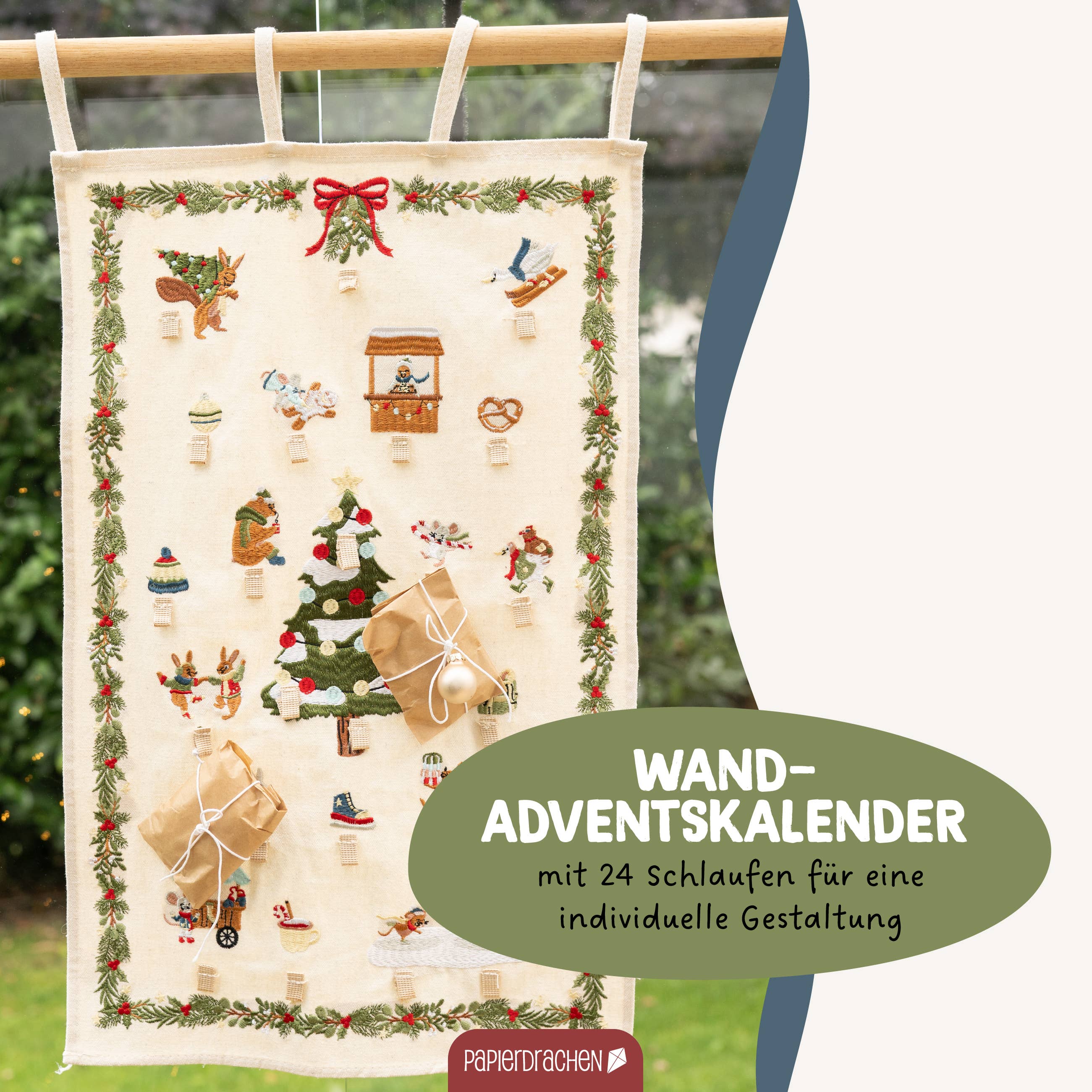 Papierdrachen – Engroshandel Adventskalender – Vinterdyr Loops Vægkalender - Sæt 011