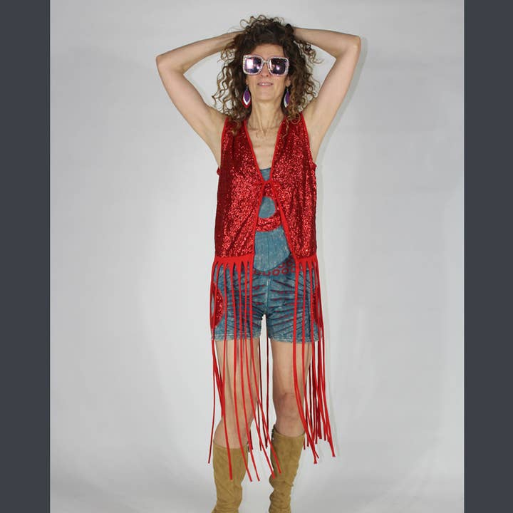Rosso Gilet con Frange Amni Blues in vendita all'ingrosso su Faire