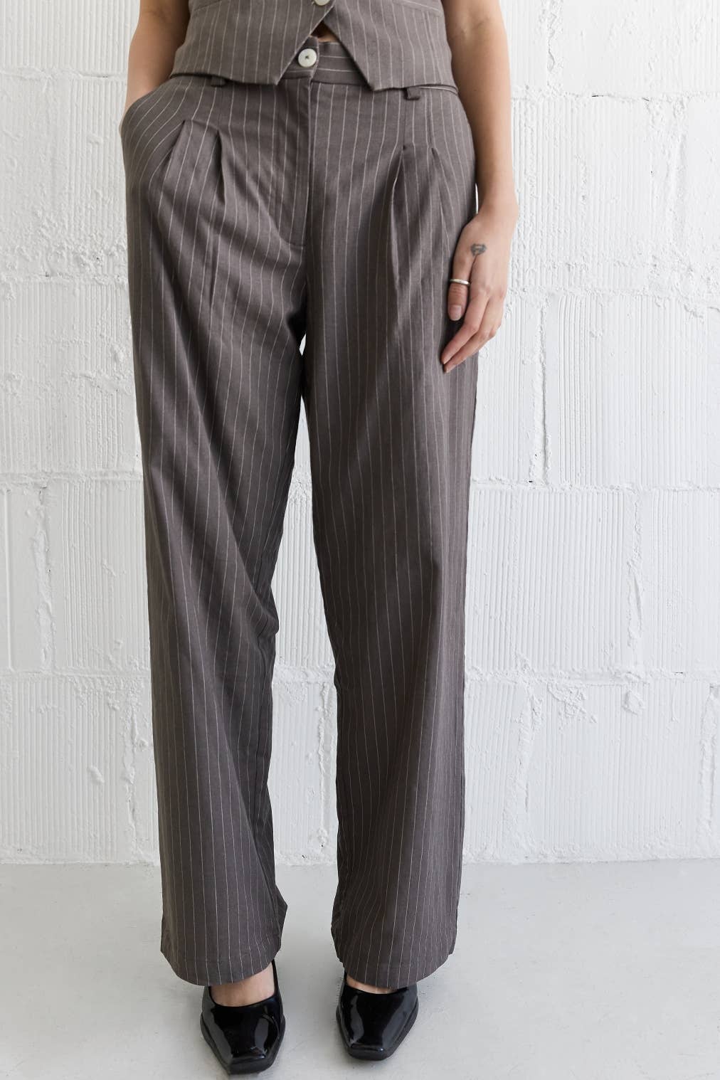 All Row - Wholesale Pants - Women's - The Frances Pants | Striped Straight Leg Linen Trousers14