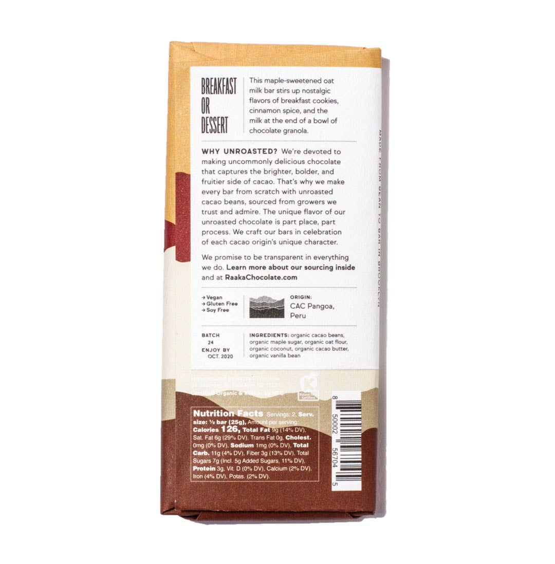Raaka Chocolate - Wholesale Chocolate Bar - 58% Oat Milk Chocolate Bar5