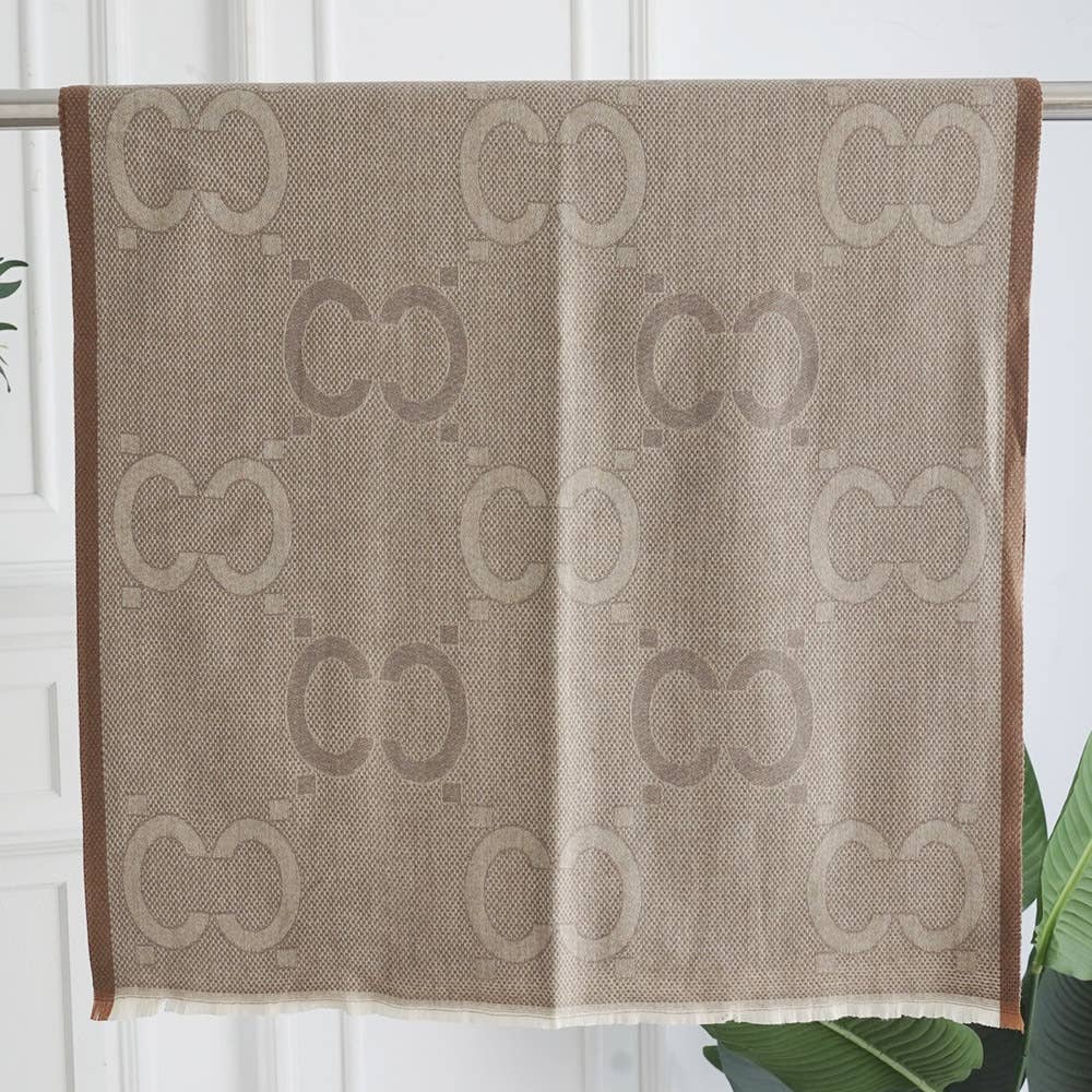 JOIA ACCESSORIES - Vendita all'ingrosso Sciarpa - Donna - SCIALLE OBLUNGO LEGGERO CON MOTIVO MONOGRAMMA E FRANGIA, AS 5892