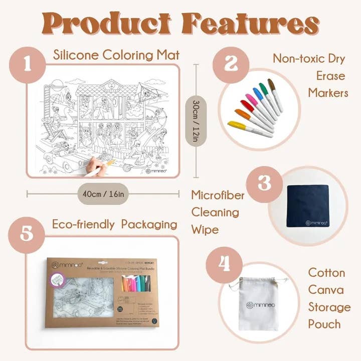 Miminoo - Wholesale Coloring Mat - Kids & Baby - Silicone Reusable Coloring Mat & Markers Set - Girls Dreamworld2