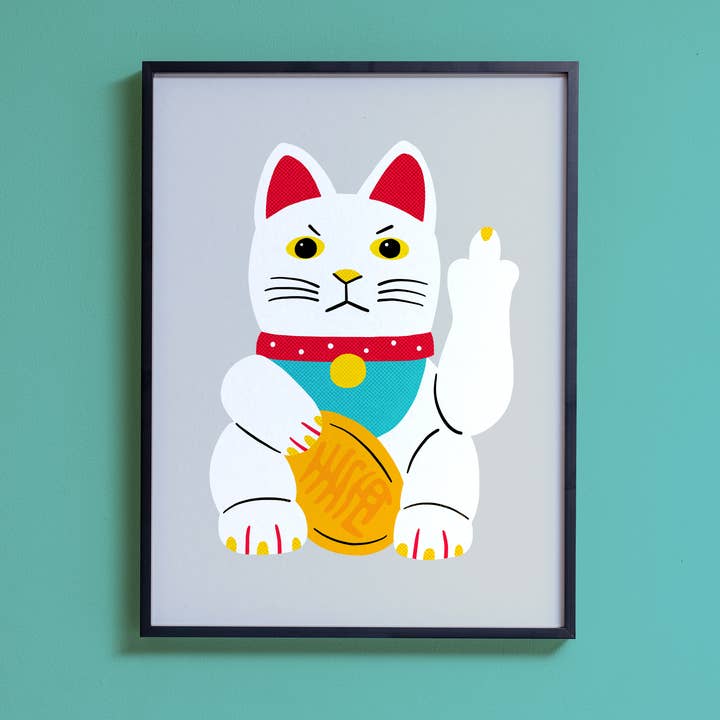 Bad Cattitude – Funny art print for cat lovers for wholesale by Stoats & Weasels