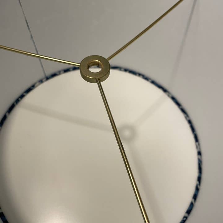 Olive and Limpet - Wholesale Lamp Shade - 12 Inch Drum Lampshade. Indigo Bagru Dabu Indian Hand Block Print. Peacock Motif.3