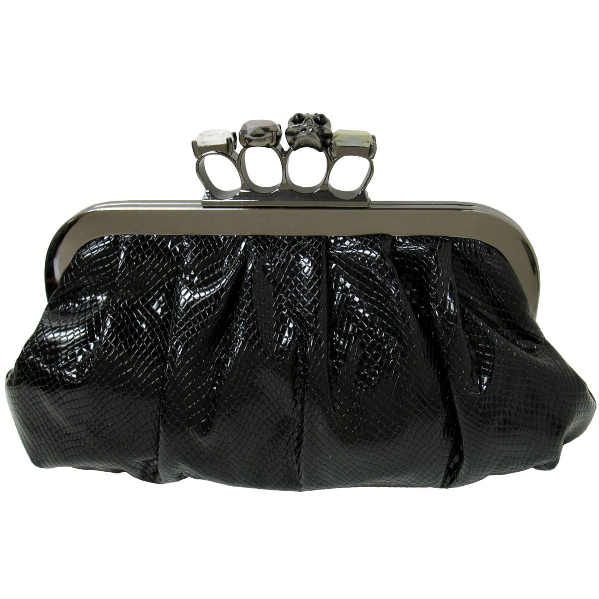 JNBFASHION.COM – Engroshandel Clutch - Dame – Python Print Skull Knuckle Clutch0
