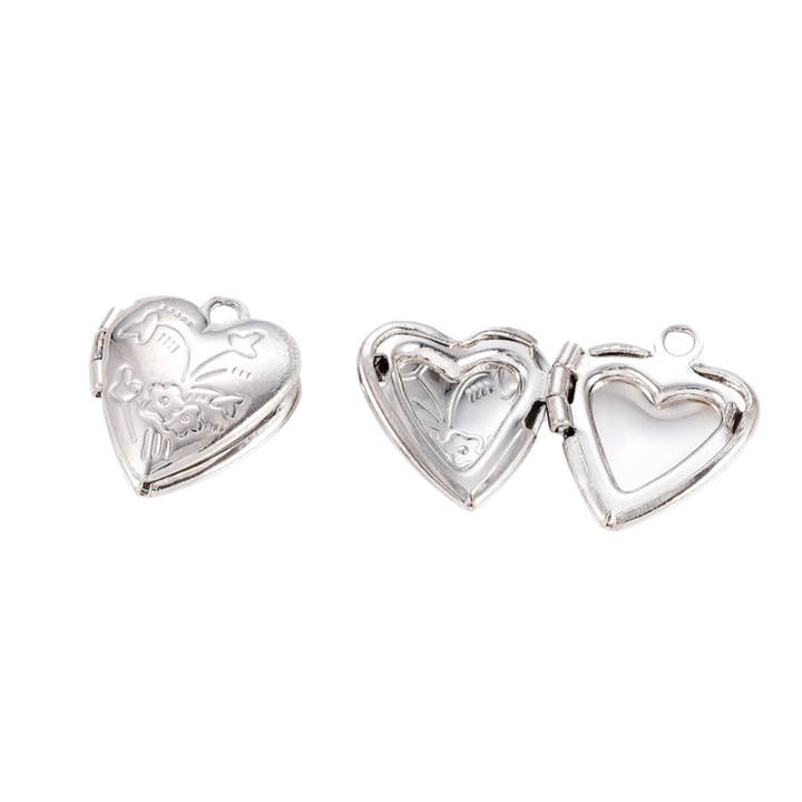 The Charm Bar Company - Wholesale Individual Charm/Pendant - * Silver Vintage Heart Locket Charm