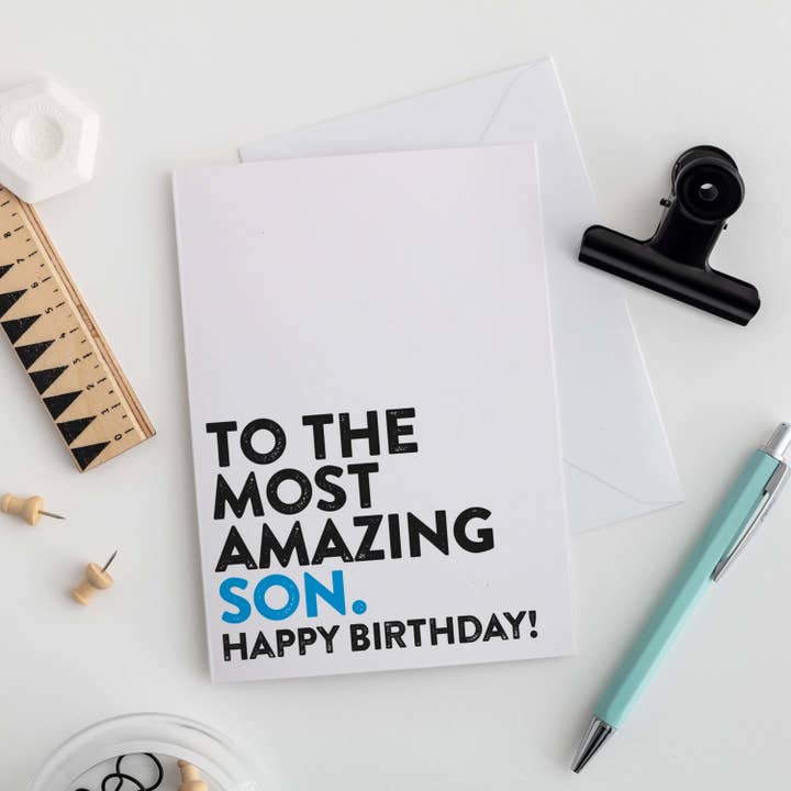 Most Amazing Son Birthday Card for wholesale by A is for Alphabet Ltd