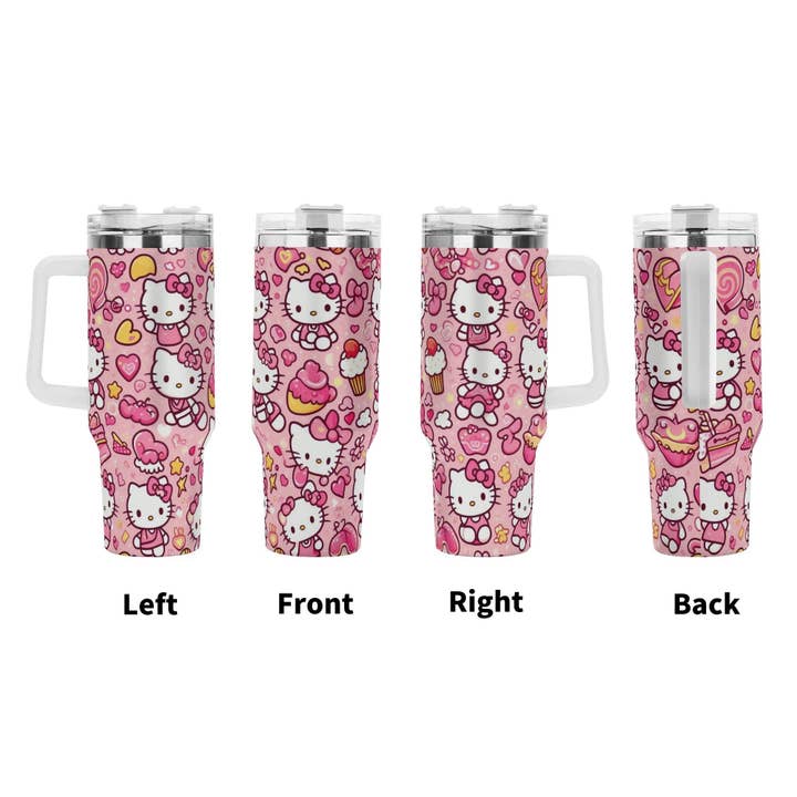 Grassy Creek Designs - Wholesale Insulated Mug/Tumbler - Hello Kitty Sweet Treats 40oz Stainless Steel Tumbler With Handle and Straw2