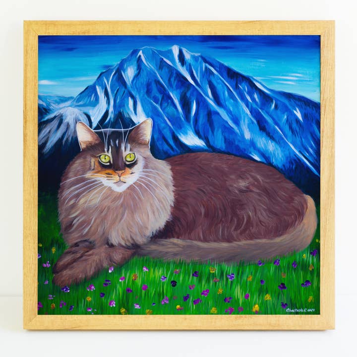 Maine Coon Max avec impression d'art du Mont Stuart pour la vente par MeerCatArt