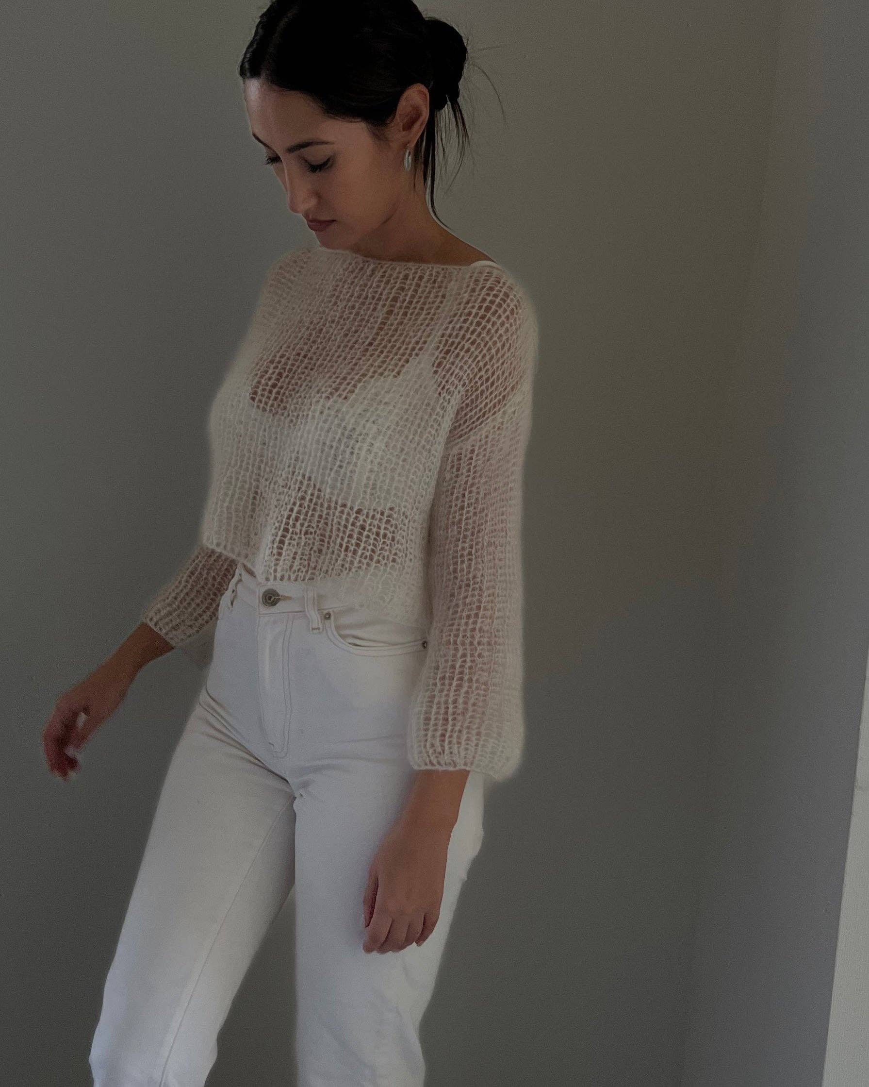 ROSYLEIA - Vente Pull en maille – femme - Pull court délicat en mohair13