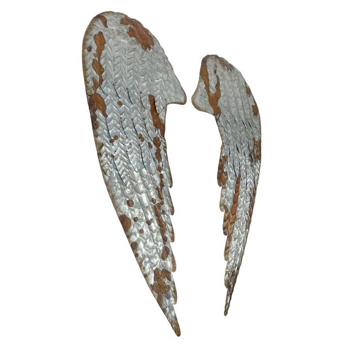 Zeckos - Wholesale Wall Accent - Set of 2 Galvanized Metal Angel Wings Wall Decor