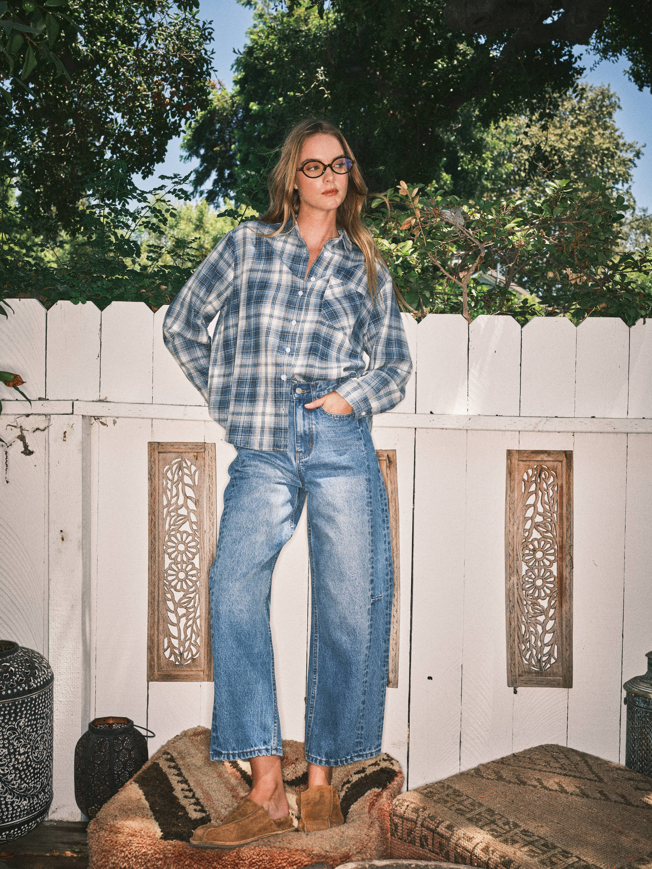 Aaron & Amber - Wholesale Button Down Shirt - Women's - AJT5465 SUPER SOFT WASHED COTTON PLAID SHIRTS	1