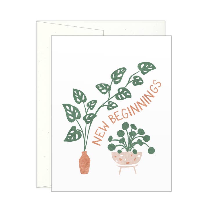 New Beginnings - Plant Cutting - Letterpress Card for wholesale by Lake Erie Design Co.