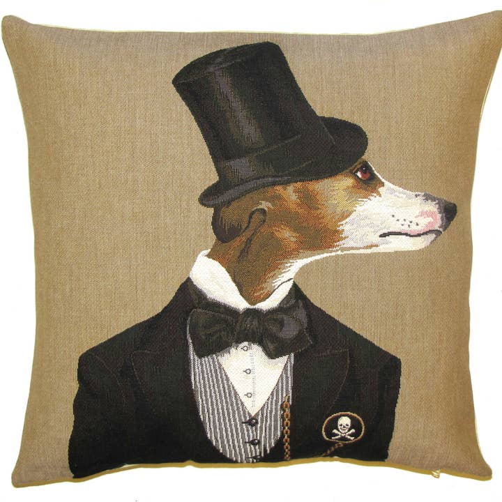 Decorative Pillow Cover Whippet with Bow for wholesale by yapatkwa - art of the loom