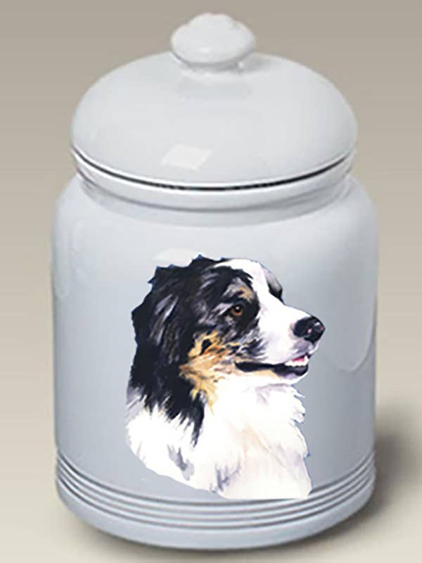 Australian Shepherd - Stoneware Ceramic Treat Jars for wholesale by Best of Breed Products
