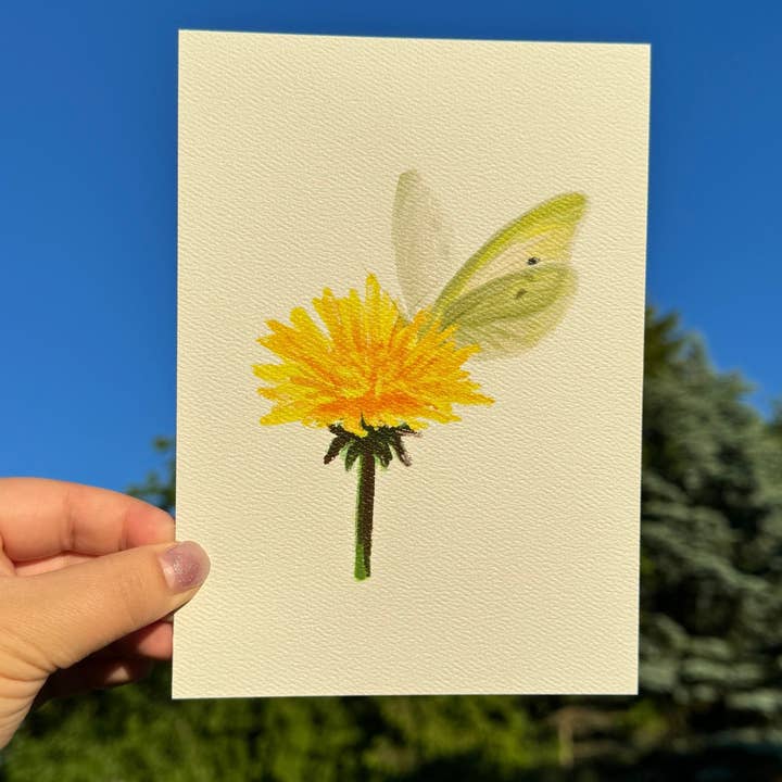 Impression artistique sur un papillon en forme de pissenlit pour la vente par Jasmine Rosie Art